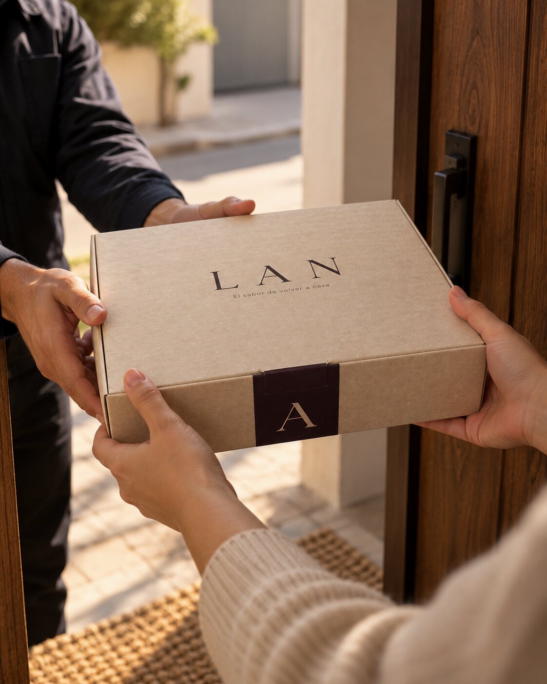Entrega de una caja LAN en la puerta de una casa